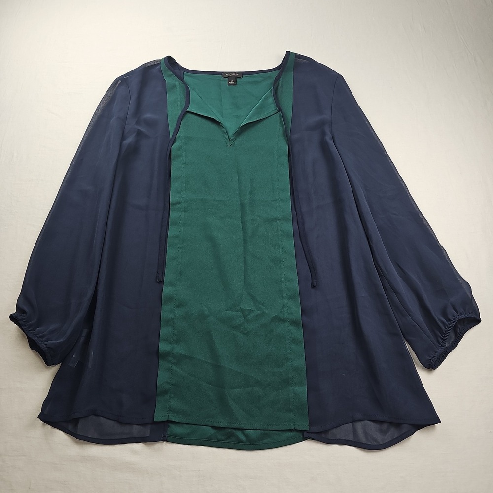 Ann Taylor Women's Blue Green Blouse Size 12 Longโ Sleeve